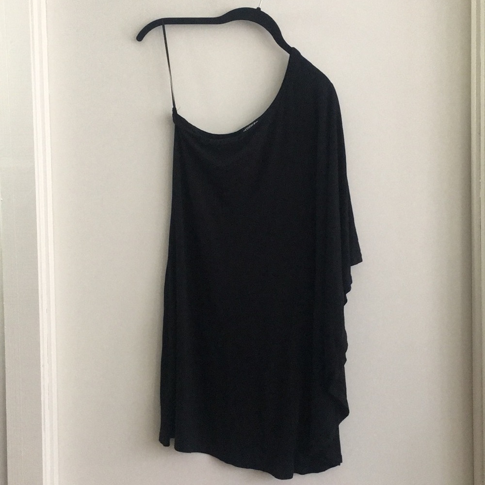 Black Express One Shoulder Drape Dress